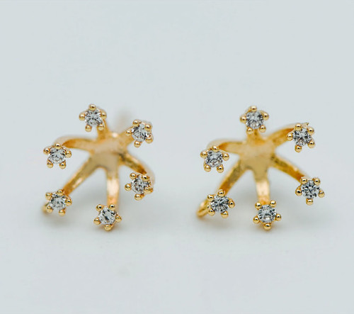 10pcs pave crown earring - cz,