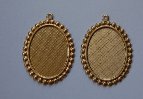 Raw brass beaded edge pendant - brass,